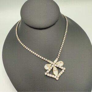 Rare 1940s Old Hollywood Vintage Rhinestone Necklace Signed Jayflex Sterling